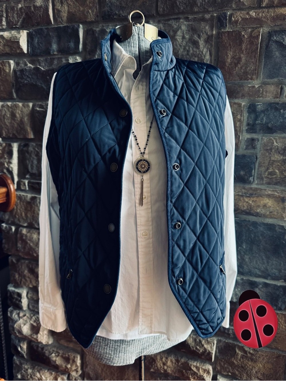 Talbots Navy Quilted Vest - L